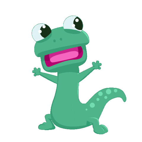 cute green gecko cartoon doodle