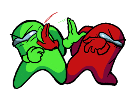 among us green and red fight doodle