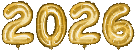 2026 gold foil balloon numbers new year doodle