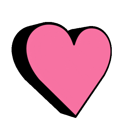 3d pink love heart doodle