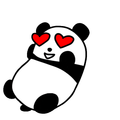 adorable panda heart eyes doodle