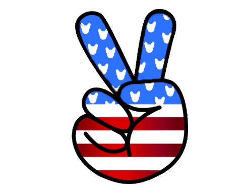 american flag peace hand doodle