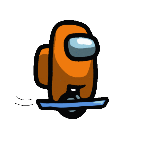 among us orange impostor unicycle hoverboard doodle
