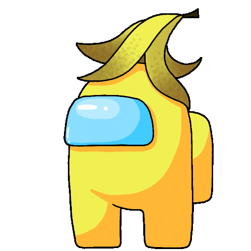 among us yellow crewmate banana peel hat doodle