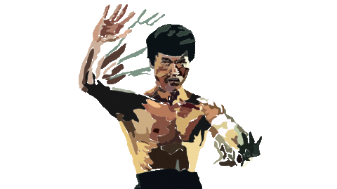 bruce lee martial arts hand swipe action doodle
