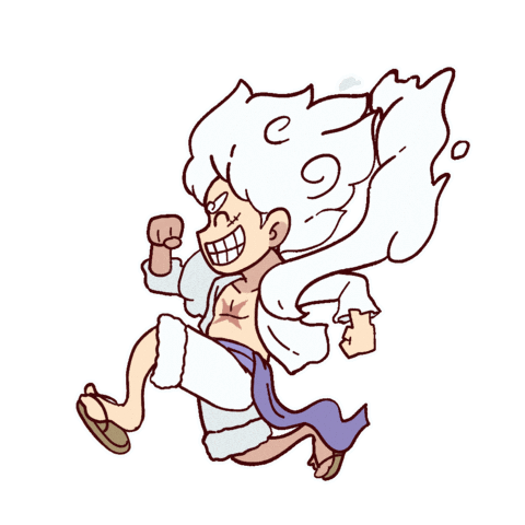chibi luffy gear 5 running one piece doodle