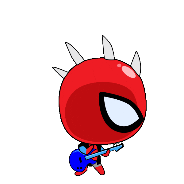 chibi spider punk playing guitar doodle