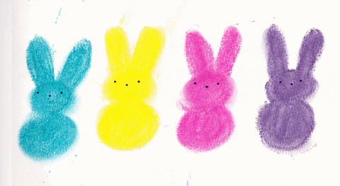 colored easter bunnies doodle