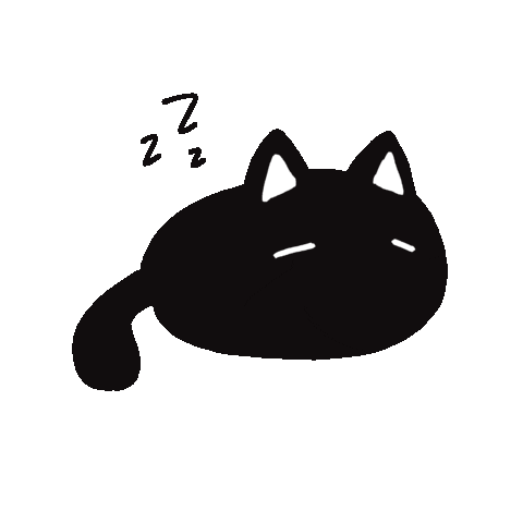 cute black cat sleeping zzz doodle