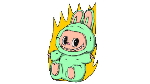 cute burning labubu doodle