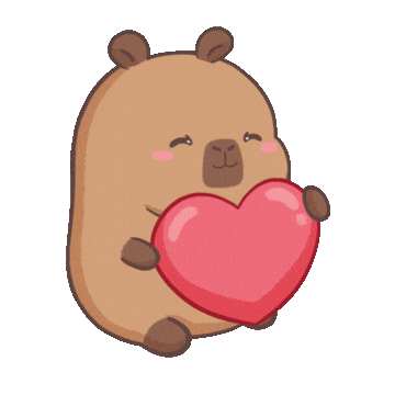 cute capybara hugging heart doodle