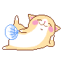 cute cat with blue folding fan doodle