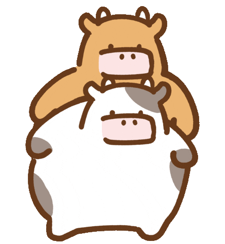 cute chibi cows dancing doodle