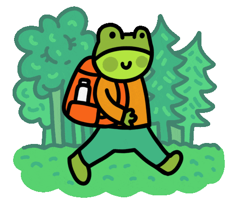 cute frog hiking doodle