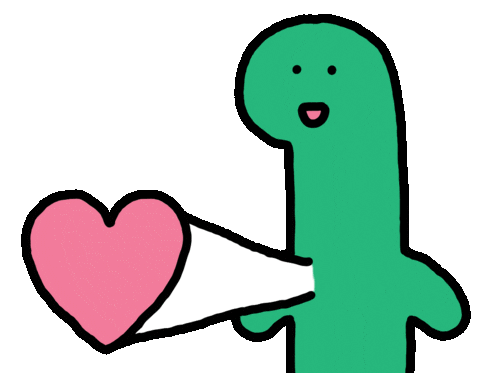cute green dino send love heart doodle