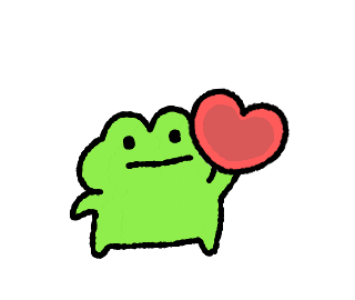 cute green frog with heart valentine doodle