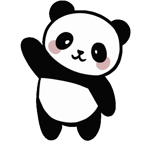 cute kawaii panda waving doodle