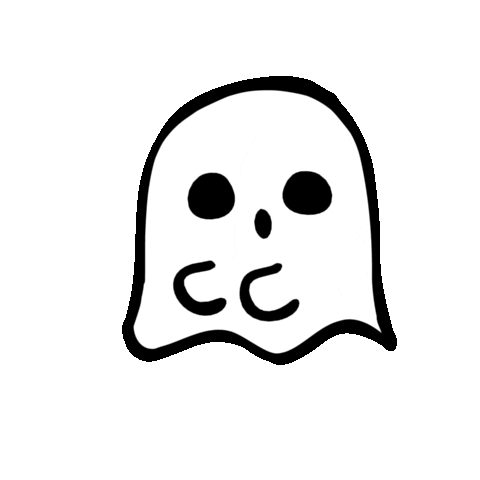 cute little white ghost waving spooky doodle