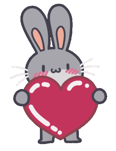cute rabbit with love heart doodle