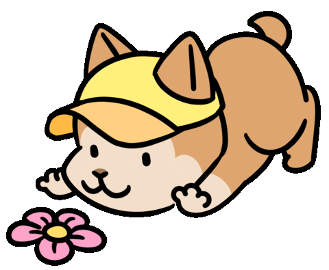 cute shiba inu & flower doodle