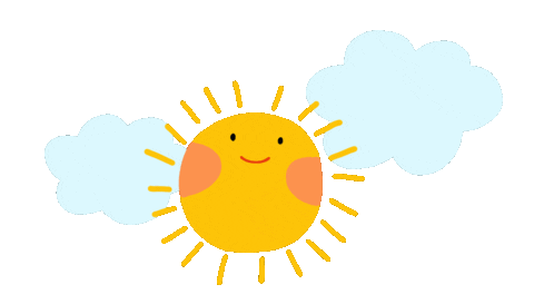 cute smiling sun with clouds weather doodle