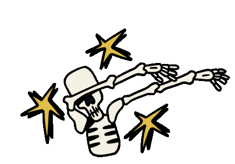 dabbing skeleton sparkles spooky doodle