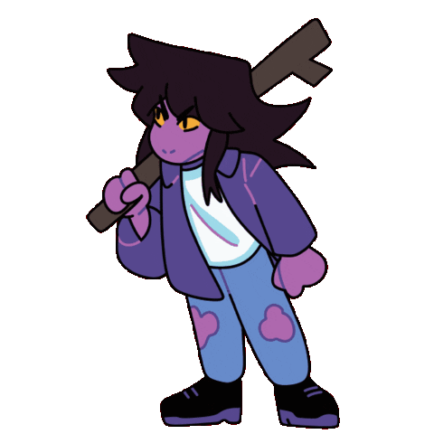 deltarune susie holding axe idle doodle