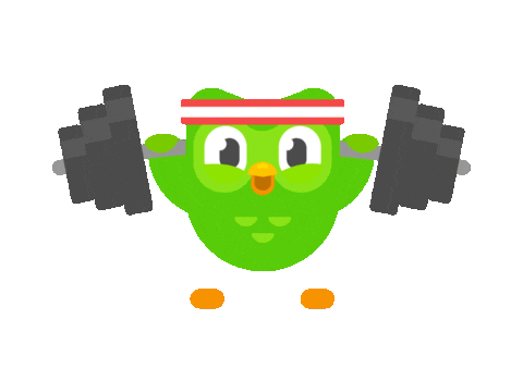 duolingo owl lifting weights doodle