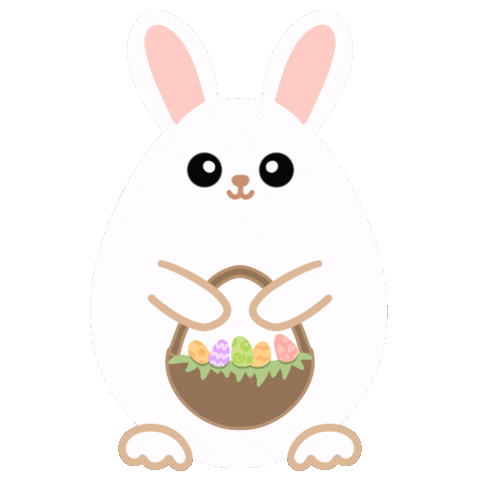 easter cute bunny with basket eggs doodle