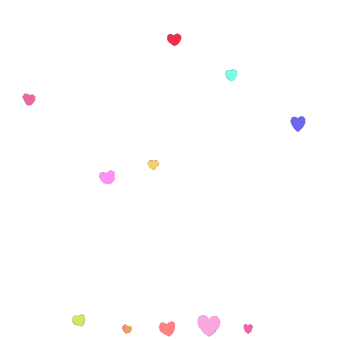 floating colorful hearts doodle