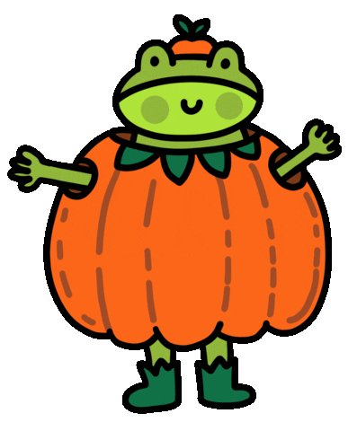 frog in pumpkin costume doodle
