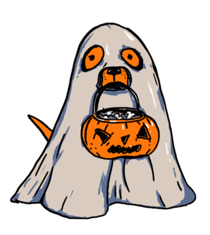 ghost dog trick or treat halloween doodle