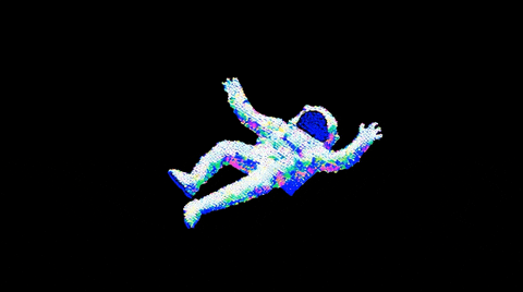 glitch astronaut floating in space doodle