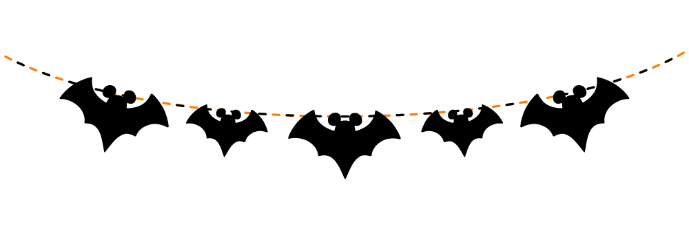 halloween bat bunting banner doodle