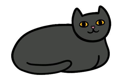 happy black cat doodle