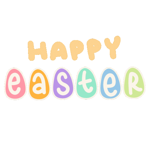 happy easter colorful text doodle