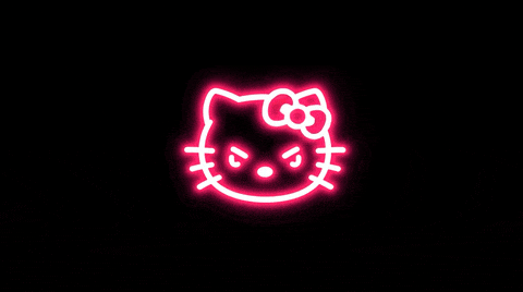hello kitty neon angry face doodle