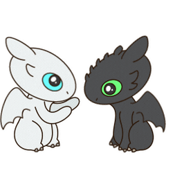 how to train your dragon kawaii toothless and light fury doodle
