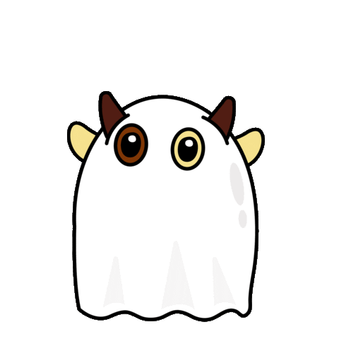 kawaii cow ghost halloween doodle