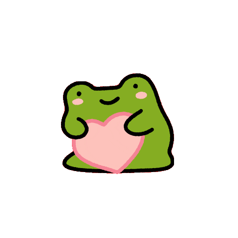 kawaii frog hugging pink heart cute doodle