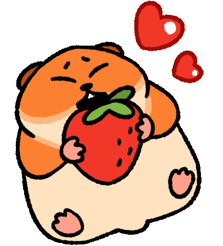 kawaii hamster eatting strawberry doodle