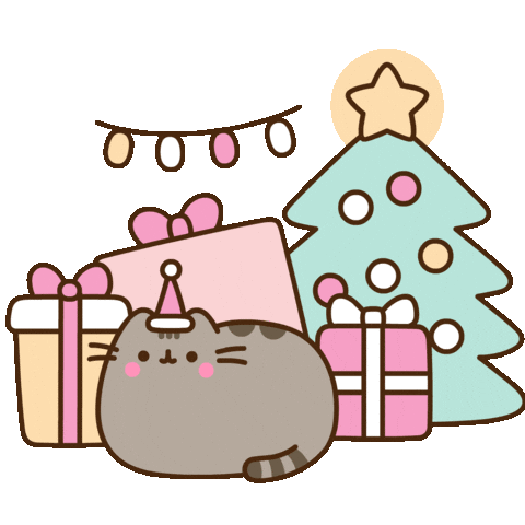 kawaii pusheen the cat christmas presents doodle