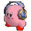 kirby wearing headphones pixel doodle