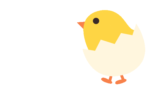 little chick with egg shell doodle