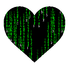 matrix code heart doodle