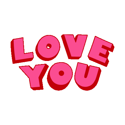 pink love you typography doodle