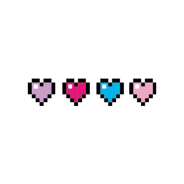pixel art colorful hearts y2k doodle