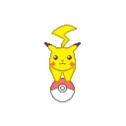 pixel art pikachu on pokeball doodle