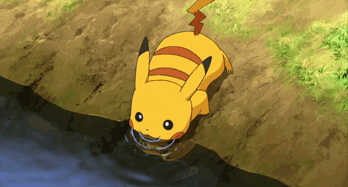 pokemon pikachu drinking water doodle