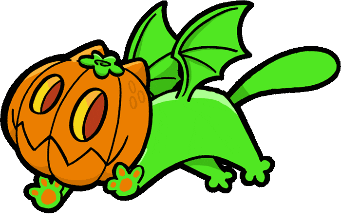 pumpkin cat dragon halloween doodle